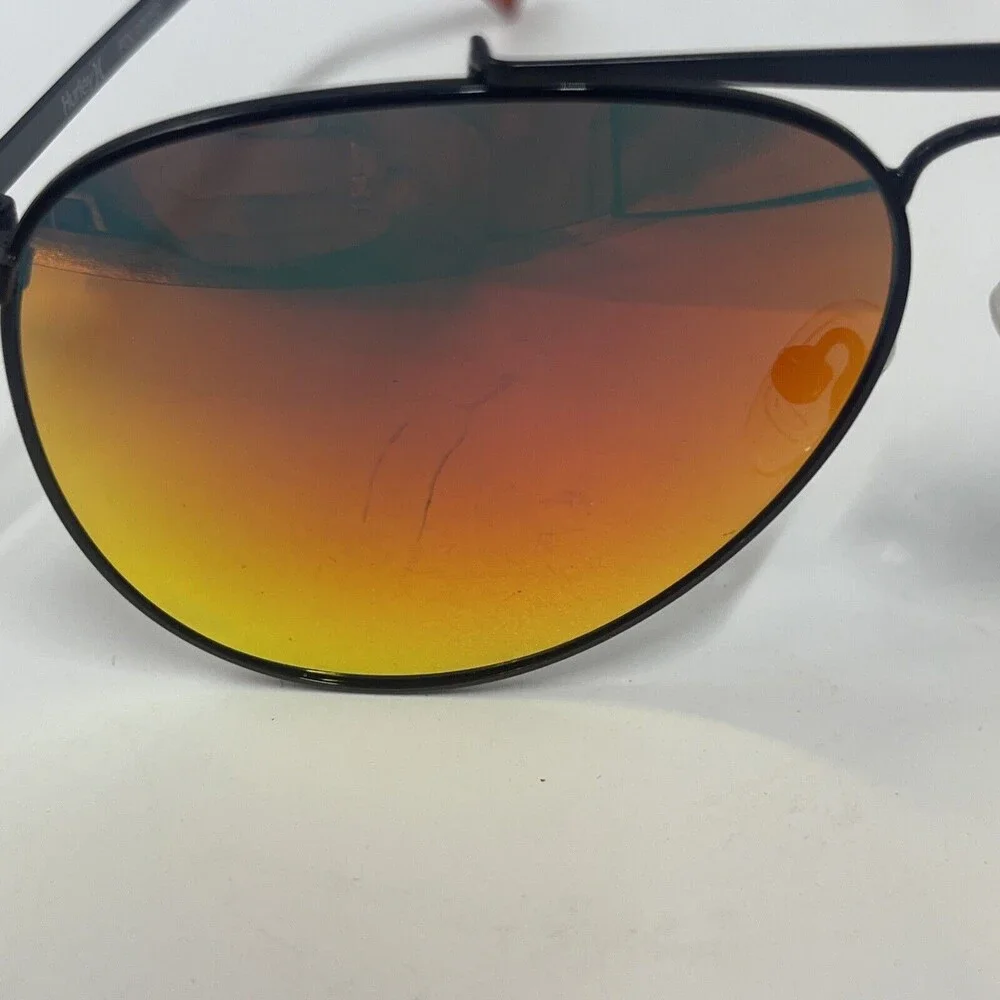 Hurley Aviator Shorebreak Polarized Sunglasses Black & Red/Orange Mirror Unisex